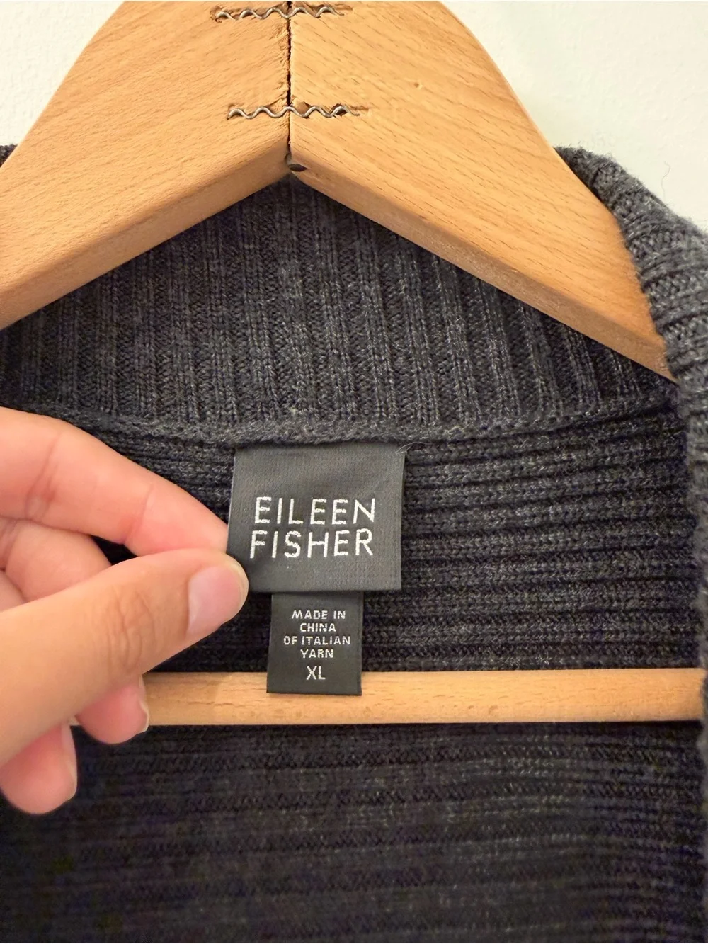 Eileen Fisher Italian Yarn Charcoal Gray Short Sleeve Open Front Ribbed Cardigan